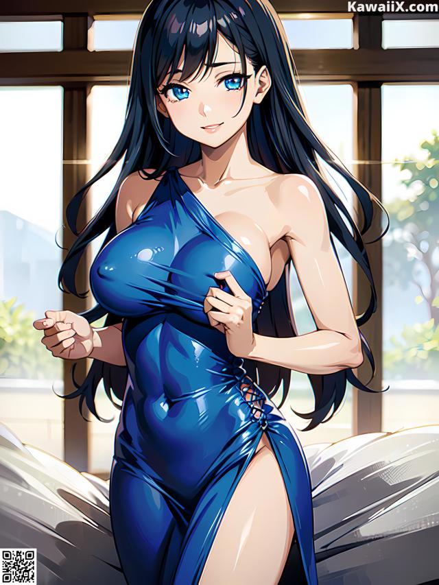 Hentai - 华彩繁花 Set 1 20230602 Part 20 No.11e5e4 A woman in a blue dress is posing on a bed.