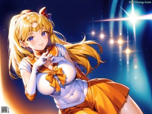 A woman in a sailor outfit holding a wand.