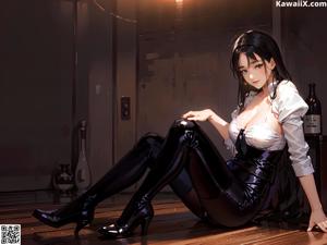 A woman sitting on a chair in a room.