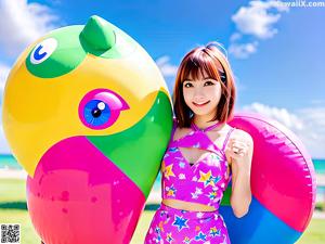 A woman in a silver outfit with cat ears on her head.