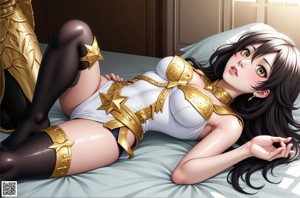 A woman in a gold outfit posing in front of a window.