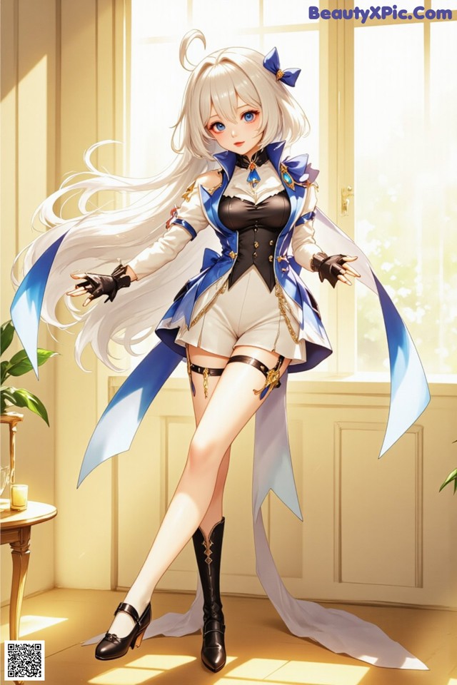 Hentai - Luminous Charm of the Aquatic Enchantress Set.2 20250126 Part 10 No.18f1d5 A woman in a white and blue outfit standing in front of a window.