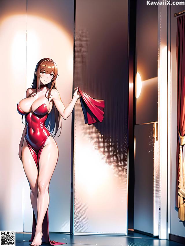 Hentai - 华彩繁花 Set 1 20230602 Part 33 No.b37587 A woman in a red bathing suit standing in front of a door.