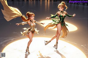 A woman in a white dress is dancing in the air.